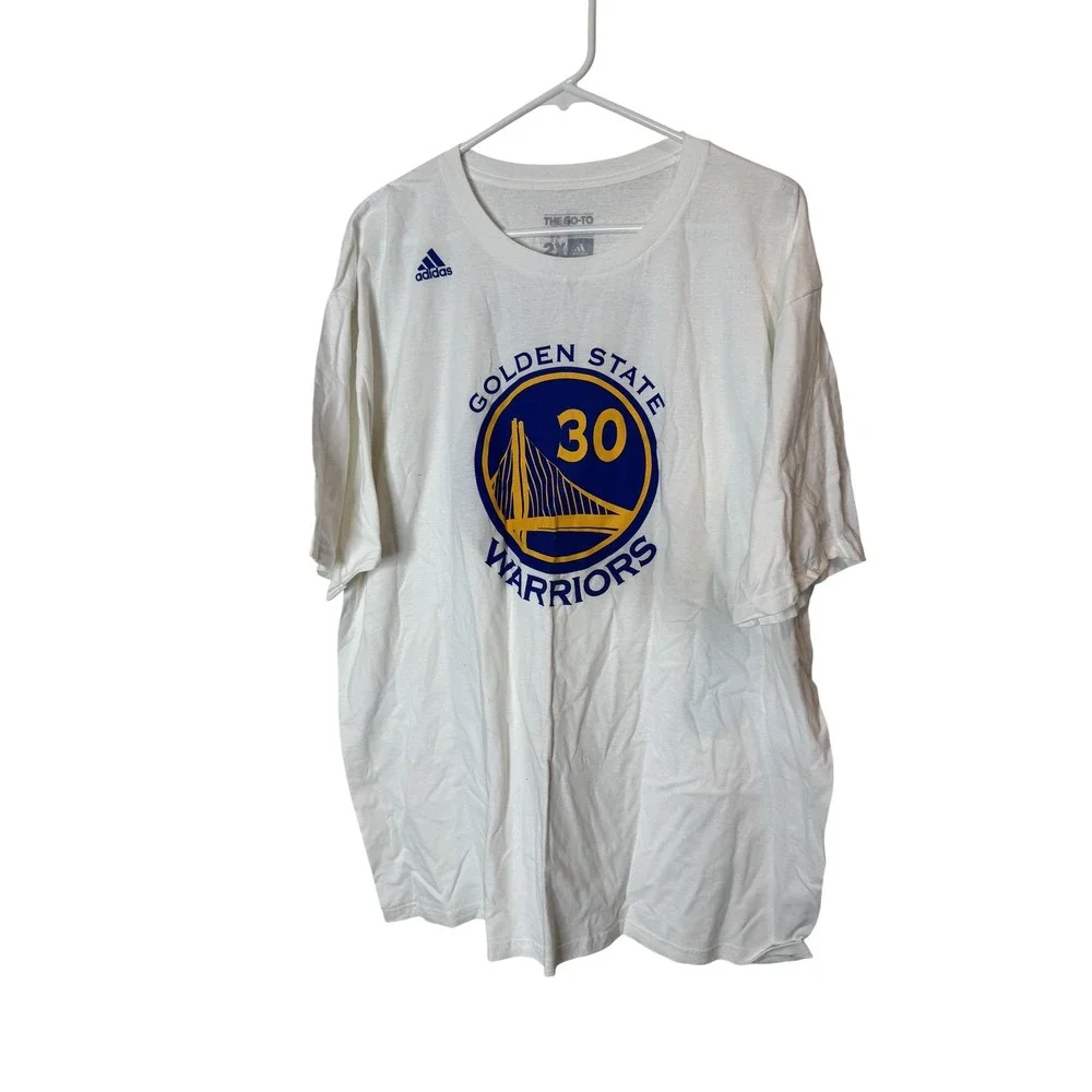 Golden State Warriors Shirt Mens‎ 2XL White NBA Basketball Adidas Curry 30